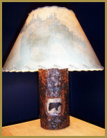 Wood-Burned Bear Lamp: Bark